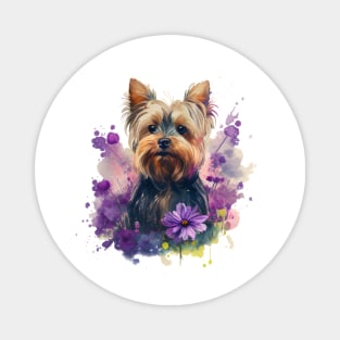 Yorkie Floral Magnet